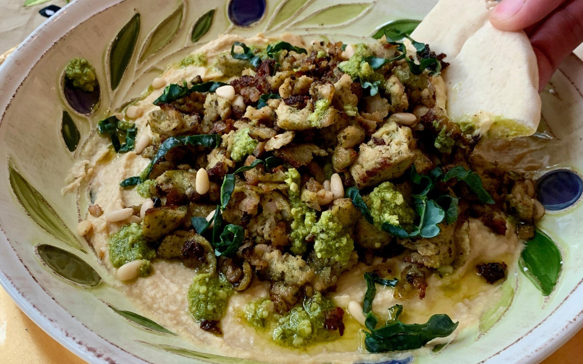 Chicken Kale Pesto Loaded Hummus