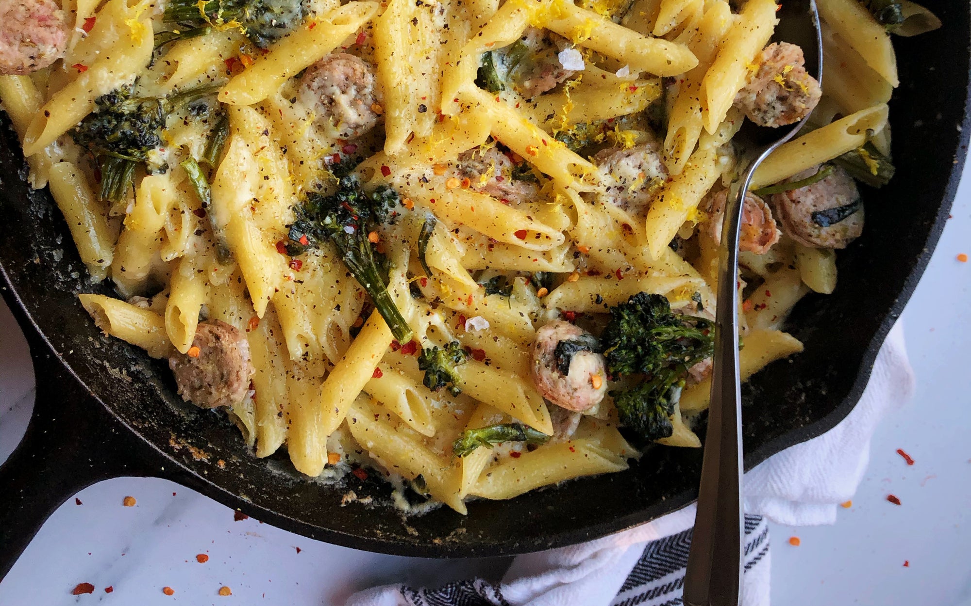 Broccoli Melt Pork Sausage Pasta Bake Recipe